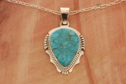 Native American Indian Jewelry Genuine Kingman Turquoise Pendant